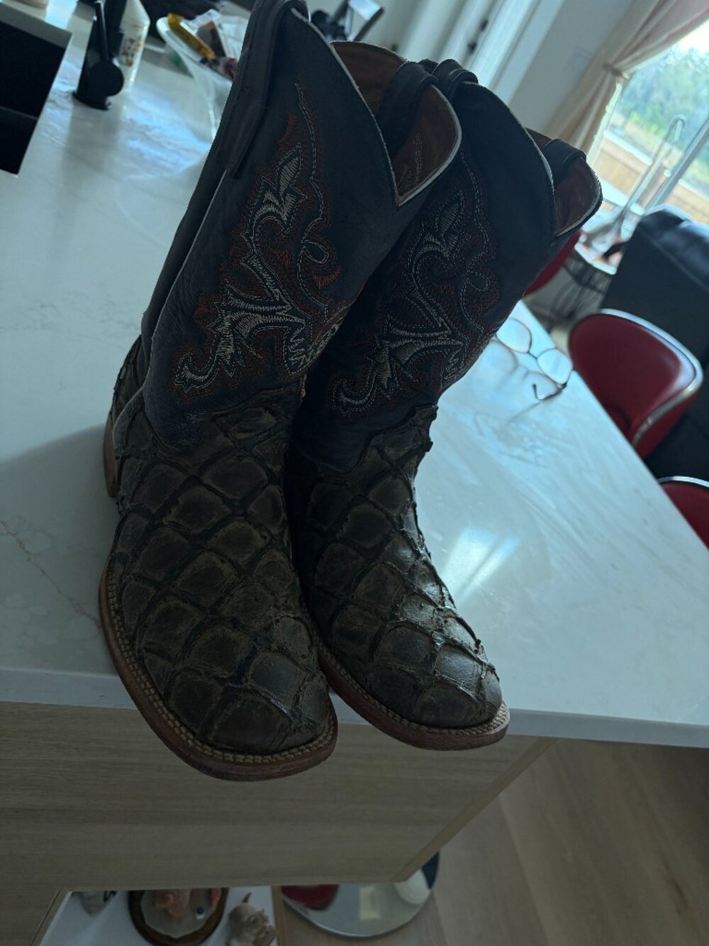 Handmade in León Mexico Genuine Exotic Fish Leather Cowboy Boots – Rare